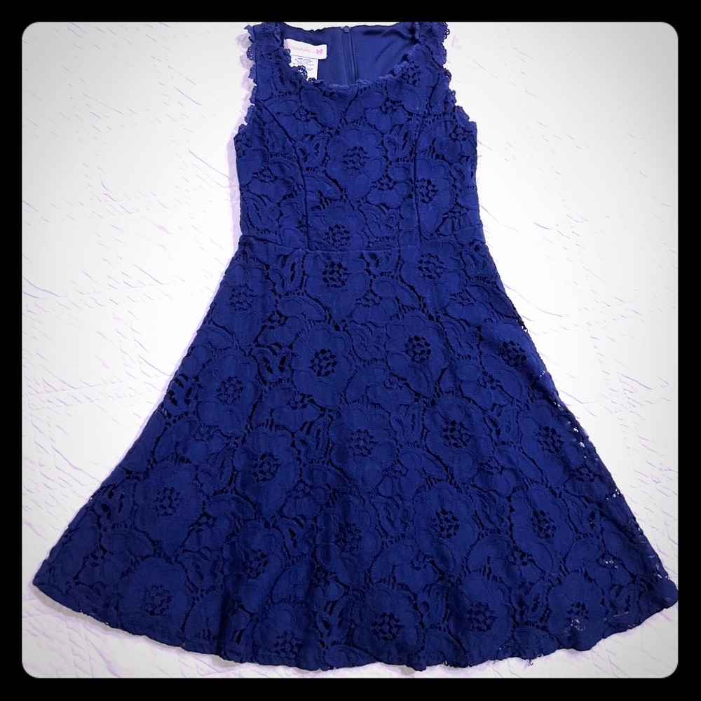 Bonnie Jean navy blue lace twirl dress